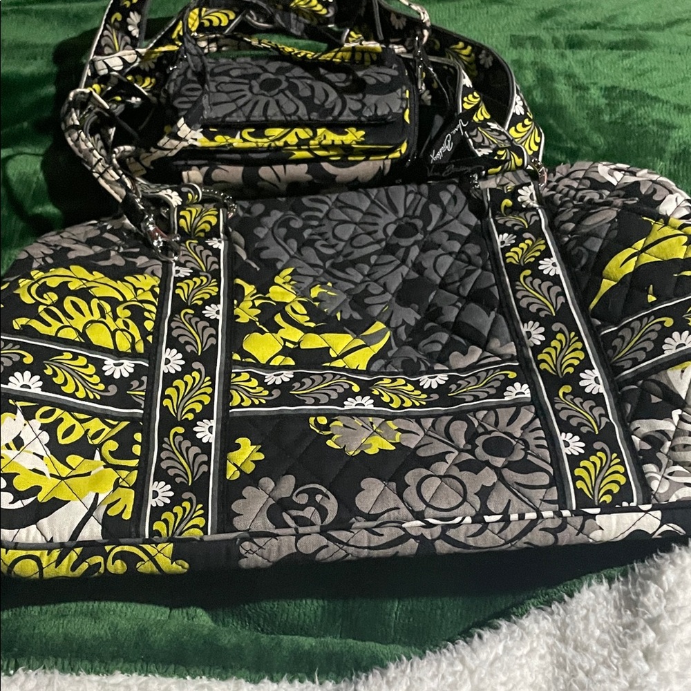 Vera Bradley Black and Yellow Floral Tote